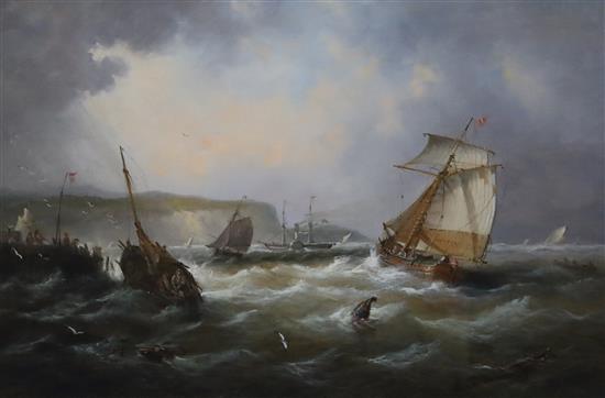 John Moore of Ipswich (1820-1902) Shipping off the coast 12 x 18in.